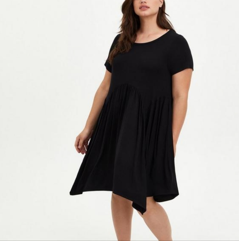 Torrid Scoop Neck Skater Dress In Black